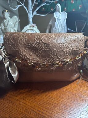 The Sak Brown and Gold Zip-Accent Leather Crossbody